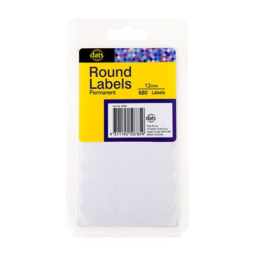Round Labels 12mm 680 Pack