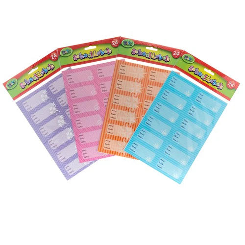 School Book Labels 24 Pack, Variety of Colour Options