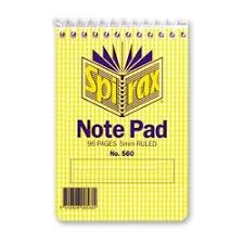 Spirax Notepad 96 Pages 5mm Ruled