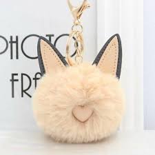 Fluffy Ball Keyring with attached Decoration