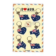 Australian Flag Themed Key Rings 6 Pack