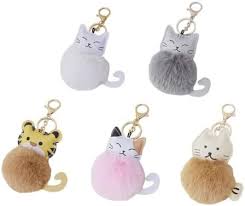 Fluffy Ball Keyring with attached Decoration