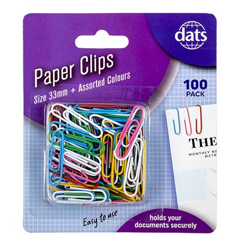 Paper Clips Multicoloured 100 Pack