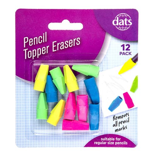 Pencil Topper Erasers 12 Pack Multicoloured