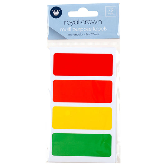 Multipurpose Rectangle Labels Multicoloured 66x 25mm 72 Pack