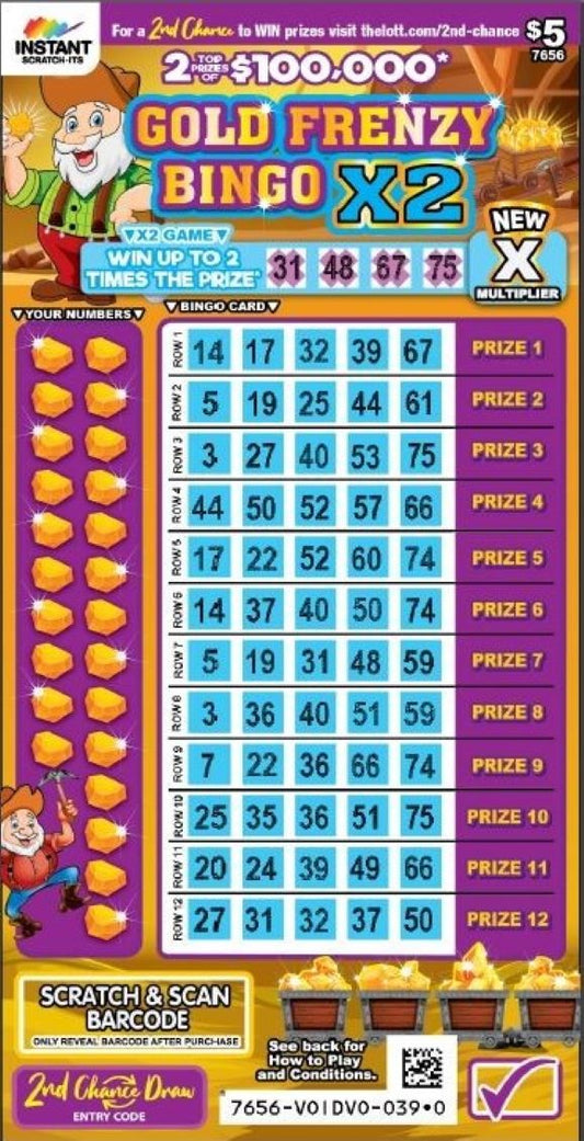 Gold Frenzy Bingo Scratch Card