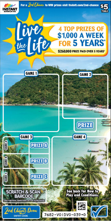 Live the Life $5 Scratch Card