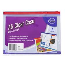 Clear Case with Zip Lock a5 5 Pack