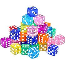 Playing Dice Multicoloured 6 Pack