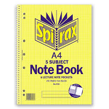 A4 5 Subject Notebook Spirax 8 Lecture Note Pockets 250 Pages 7mm Ruled