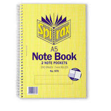 A5 Notebook Spirax 2 Note Pockets 200 Pages 7mm Ruled Dats