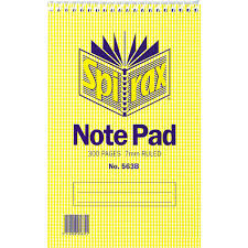 Notepad Spirax 2 Note Pockets 200 Pages 8mm Ruled Dats