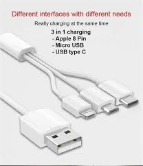 3 in 1 Charging Cables Different Phone Brands White