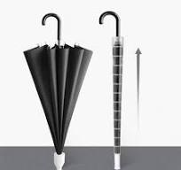 Black Handled Umbrella with foldable Plastic Covering