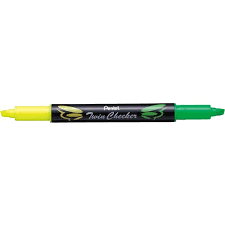 Pentel Twin Checker Green and Yellow Highlighter