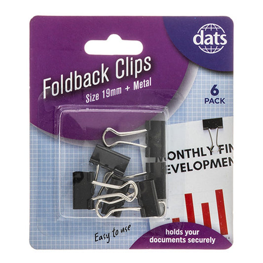 Foldback Clips 19mm + Metal 6 Pack